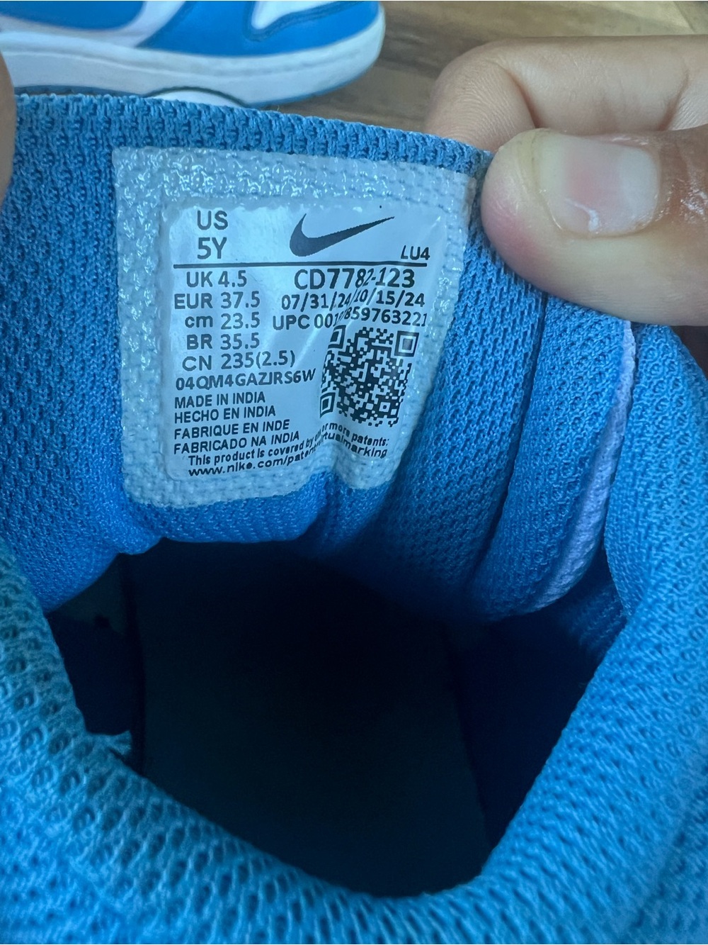 Kids High-Top Sneakers in Blue and White by Nike - Picture 4 of 6